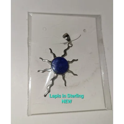 Lapis Lazuli Pendant - Blue Sun - SS925
