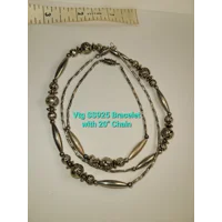 Vtg SS925 Bracelet & 20" Chain Set