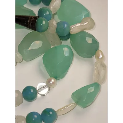 Natural Stones with Fresh Water Pearls Necklace