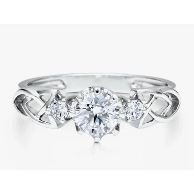 SALE thru Feb 25th!! Sz 9 CZ 3 stone Celtic Knot SS925 Berricle Ring