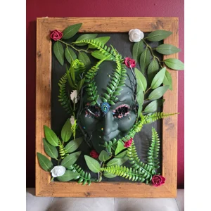 The Forest Spirit Altar - Illuminated Overgrown Mask Wall Art