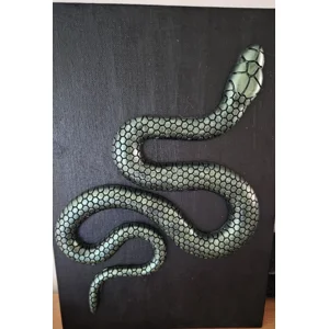 The Serpent's Metamorphosis - 3D Metallic Snake Wall Plaque and Display Panel