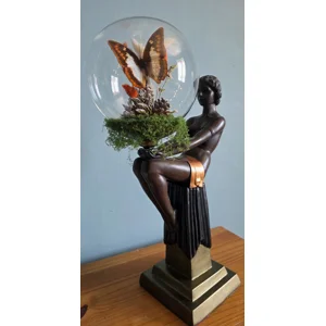 The Enigma Bower - Giant Flame Bordered Emperor & Stag Beetle Sculptural Glass Diorama