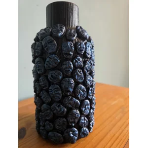 The Midnight Chorus - Upcycled Sculptural Blue & Black Face Potion Bottle Vase