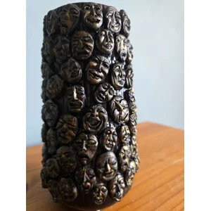 The Column of Tragedy - Sculptural Bronze Upcycled Face Vase