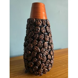 The Chorus of Souls - Upcycled Textured Face Vase with Metallic Copper Finish