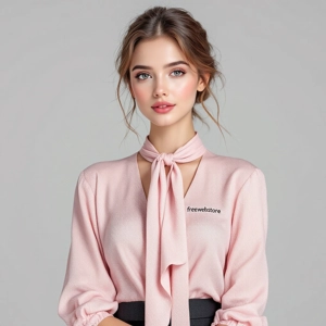 Pink Tie Neck Blouse