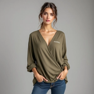 Khaki Wrap Tunic Top