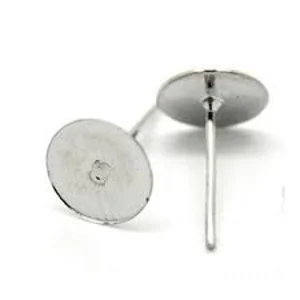 Sterling Silver, Earring Post with Flat Pad, 6.0 mm Pad, 4 Pieces