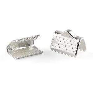 SilverFlat Crimp End Ribbon Clamps 17 x 9 mm  (2)