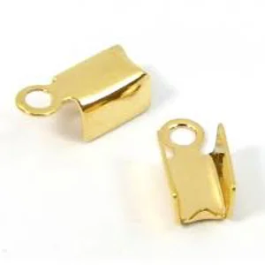 Gold Fold Over Crimp Cord Ends, 10 X 4 mm  (6)