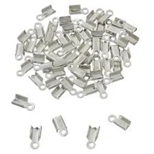 10x5 mm Crimps FOLD OVER Cord Ends, Silver Tone (6)