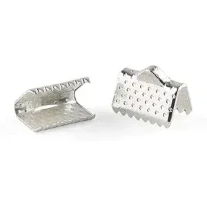 SilverFlat Crimp End Ribbon Clamps 19 x 15 mm (2)