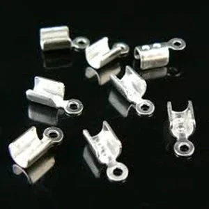 9 X 4 mm Crimps FOLD OVER Cord Ends, Silver Tone (6) $2.95