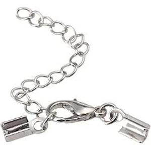 10 mm Silver Lobster Clasp, -Extension Chain and crimp 60 x 6 x 4 mm