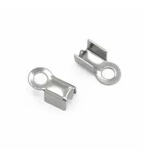 Fold-over cord end,  Silver , 3mm wide inside, 6pcs