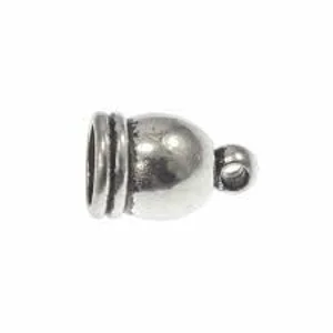 5. mm Cord End Cap/Bell Closer - Antique Silver Plated - (2)