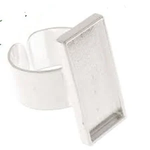 10x25mm antique silver plated adjustable rectangle cabochon base setting ring,blank (1)