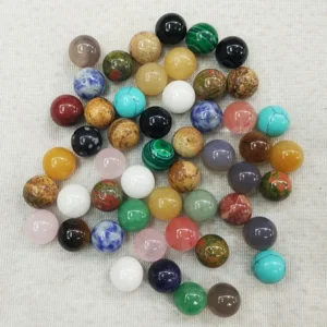 Natural stone round ball shape beads, assorted no holes,  10mm  (8)