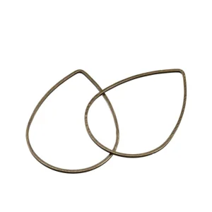 Bronze  Beading Hoop Earrings,30 X 20 mm  (4)