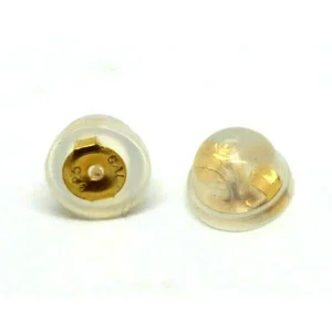 Gold Plated Disc Silicone  Earring Backs .6 X 4 mm (4)