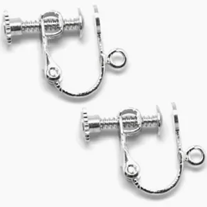 Silver Plated Screw Back Clip-on Earrings with Loop 10 x 15.. (2)