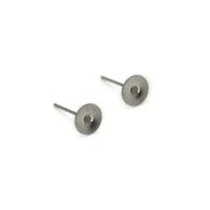 Silver Tone Earrings studs disc 6mm  (10)