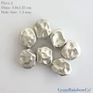 Fancy Shape Metal like Beads, Hammered ugget Beads 11.5 x 8.5x7 mm (2)