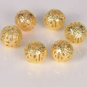 Gold Plated Filigree Beads 8 mm (5)