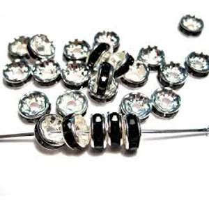 Rondelle Crystal Black Rhinestone Spacer Beads. 6 x 2 mm (5)