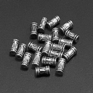 Bali-style tube  barrel metal spacer beads,  8 x 3 mm  (10)