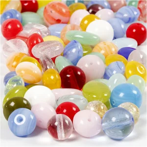 Mixed Color Round Glass Beads  6mm -(20)