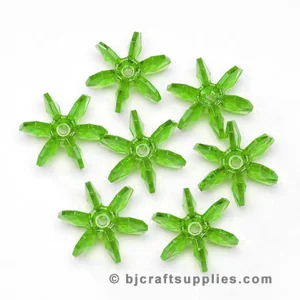 Acrylic Paddle Beads Green, 14 x 12.5 mm  (100)