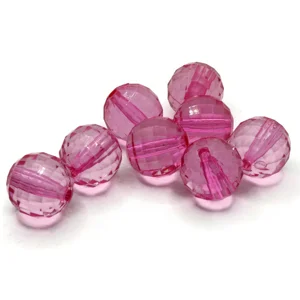 Clear Bright Pink Corrugated Round Acrylic Bead. 17.5 mm  (8)