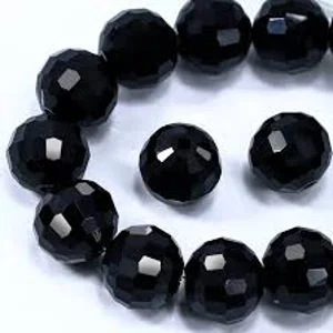 Round glass beads 7 mm black (10)