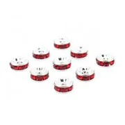 Rondelle Red  Rhinestone Spacer Beads. 6 x 2 mm (10)
