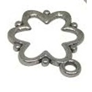 15 X 16 mm  Flower Toggle Clasp Silver Tone( 2)