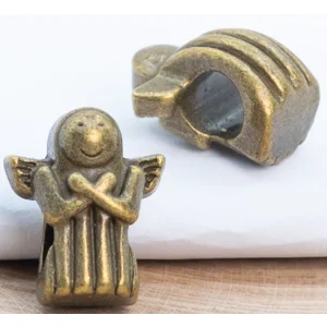 Angel Spacer Beads  Antique Bronze Tone  13x11mm  (2)
