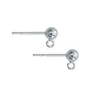 Earring Studs Earring Posts With 6 mm Ball - Sterling Silver x 1 Pair