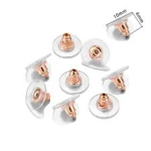 Rose Gold Earring Back Stopper With Silicone Rubber10 x 6 mm  (2)