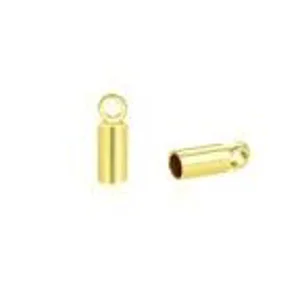 1 MM Round Cord Smooth Cylinder End Caps , Gold  (20)