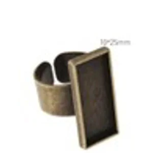10x25 mm  Ring Base  with 10x25 mm Bezel, fit 10x25mm rectangle cabochons (1)
