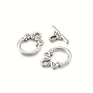 Silver Tone Toggle with Bar, 24 X 14 mm,  (2)