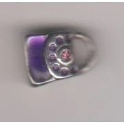 Rhinestone Purse Bead with Pink Stone. 11x8x7 mm  (1)