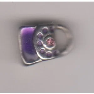 Rhinestone Purse Bead with Pink Stone. 11x8x7 mm  (1)
