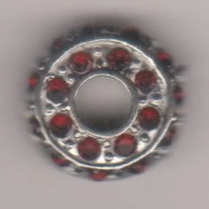 Rhinestone Spacer Bead Red   14 x 7 x 5 mm  (1)