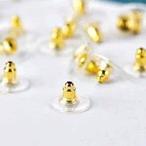 Gold earring silicone Stopper 9 x 5 mm  (2)