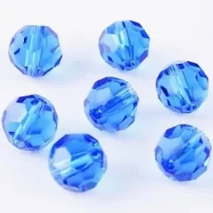 Round faceted glass beads 7 mm blue