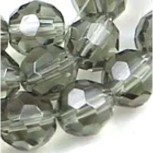 7mm faceted Smoky Glassl Round Beads  (10)