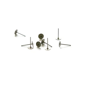 Antiqued Bronze 6mm Flat Pad Setting Earring Posts   (10)
